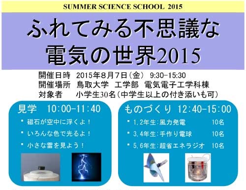 ふれてみる不思議な電気の世界2015のパンフレット画像